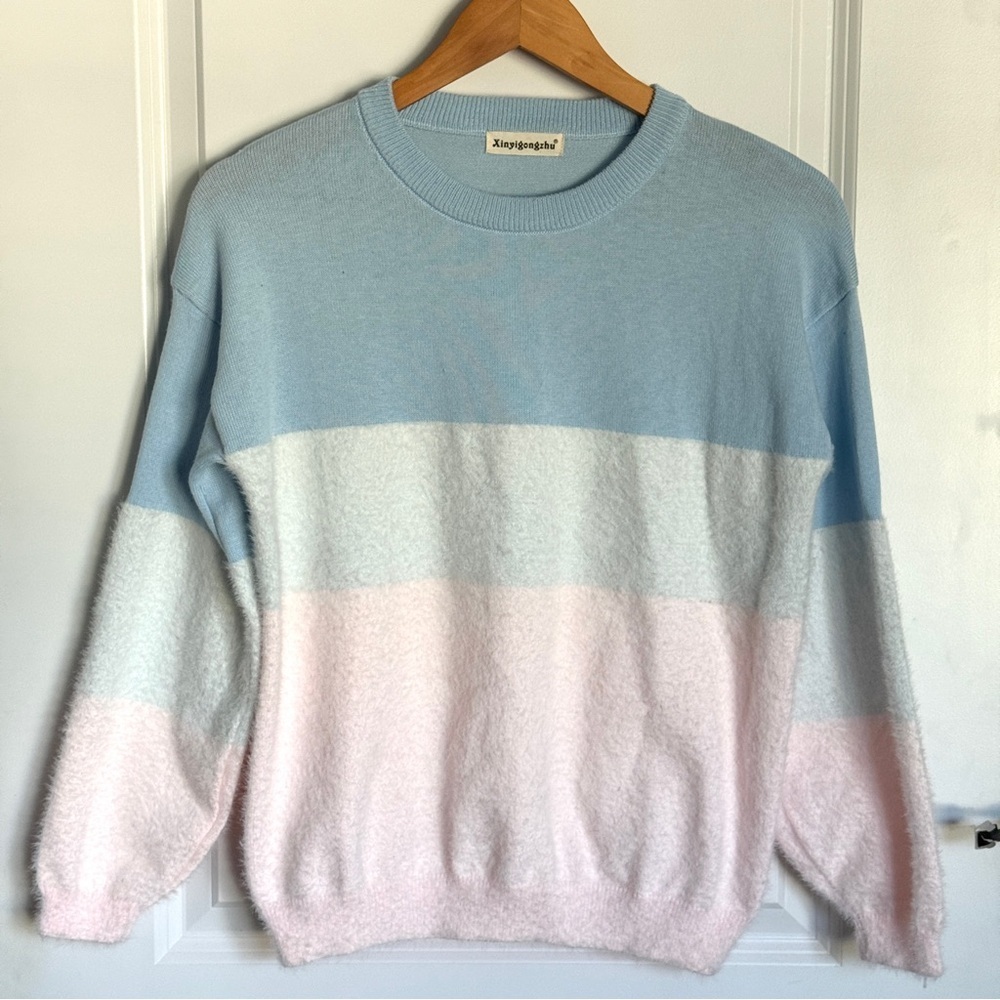 Pastel Blue and Pink Striped Sweater